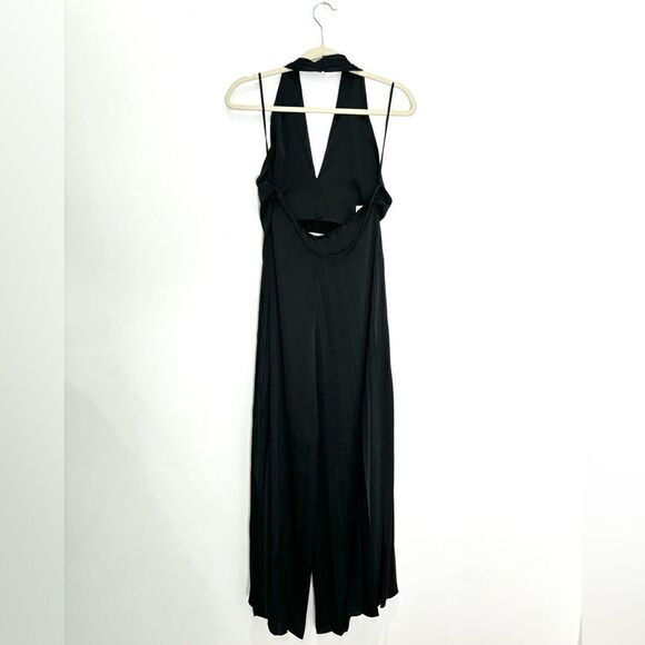 NEW $695 A.L.C. Rio pleated satin halterneck jumpsuit - Picture 9 of 11